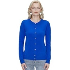 J. Crew Blue Cardigan Fitted Knit Sweater